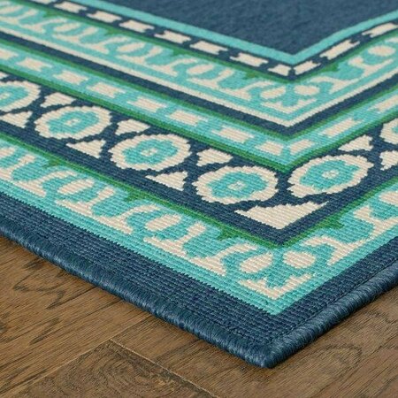 Homeroots 2 x 3 ft. Navy & Green Geometric Indoor & Outdoor Scatter Area Rug 388925